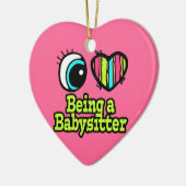 Helles Auge Herz I Liebe als Babysitter Keramikornament (Links)