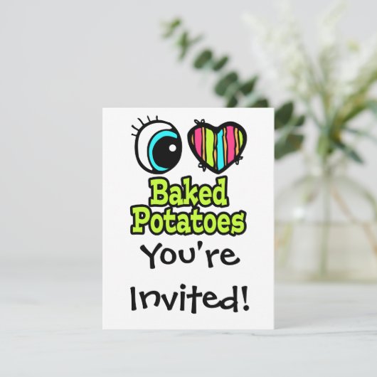 Helles Auge Herz I Liebe Backkartoffeln Einladung (Stehend Vorderseite)
