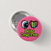 Helles Auge Herz I Liebe drogenfrei Button (Vorne & Hinten)