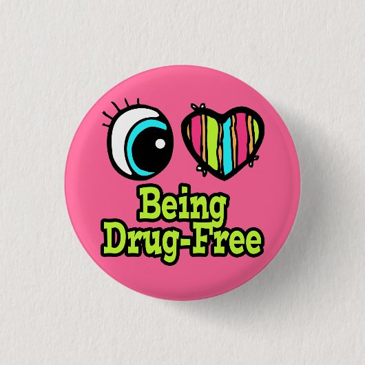 Helles Auge Herz I Liebe drogenfrei Button (Vorderseite)