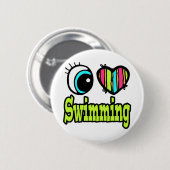 Helles Auge Herz I Liebe Schwimmen Button (Vorne & Hinten)