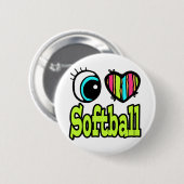 Helles Auge Herz I Liebe Softball Button (Vorne & Hinten)