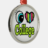 Helles Auge Herz I Liebe Uni Silbernes Ornament (Rechts)