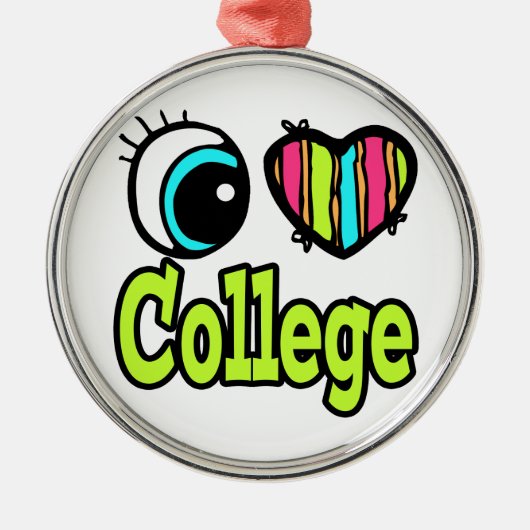Helles Auge Herz I Liebe Uni Silbernes Ornament (Vorne)