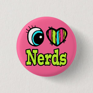Helles Auge Herz Ich liebe Nerds Button