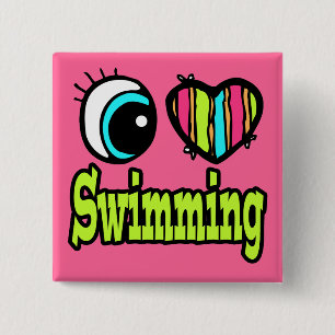 Helles Auge Herz Ich Liebe Schwimmen Button