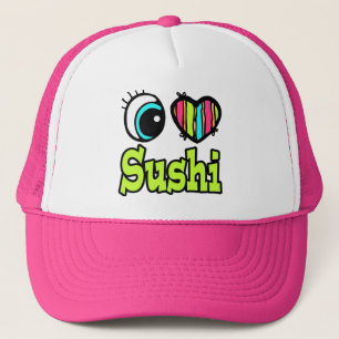 Helles Auge Herz Ich liebe Sushi Truckerkappe