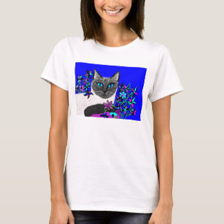 helles ausführliches handgemaltes Katzen-Shirt T-Shirt