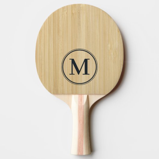 Helles Bambus-Monogramm Tischtennis Schläger (Rückseite)