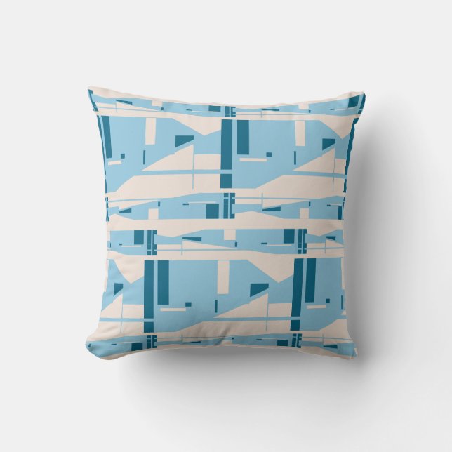 Helles Blau auf Beige Mittelmeer Große Mosaike Kissen (Vorderseite)