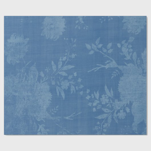 Helles Blau auf blauem Blumenmuster Geschenkpapier (Flach)