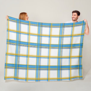 Helles Blau-Gelb-Kariertes Ästhetik-Fleece Fleecedecke