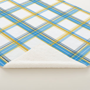 Helles Blau-Gelb-Kariertes Ästhetik-Sherpa Sherpadecke