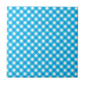 Helles Blau Gingham-Muster Fliese (Vorderseite)