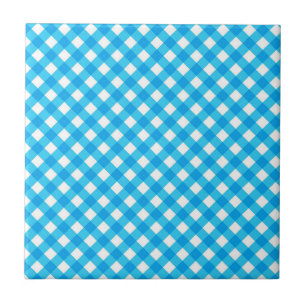 Helles Blau Gingham-Muster Fliese