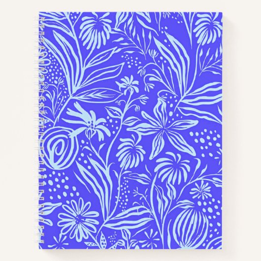 Helles Blau-Lila Blumenmuster Notizblock (Vorderseite)