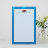 Helles Blau mit Red Sports Car Flammen Kinder Boys Briefpapier (Stehend Vorderseite)
