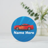 Helles Blau mit Red Sports Car Flammen Kinder Boys Einladung (Stehend Vorderseite)