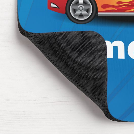 Helles Blau mit Red Sports Car Flammen Kinder Jung Mousepad (Ecke)
