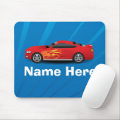 Helles Blau mit Red Sports Car Flammen Kinder Jung Mousepad (Mit Mouse)