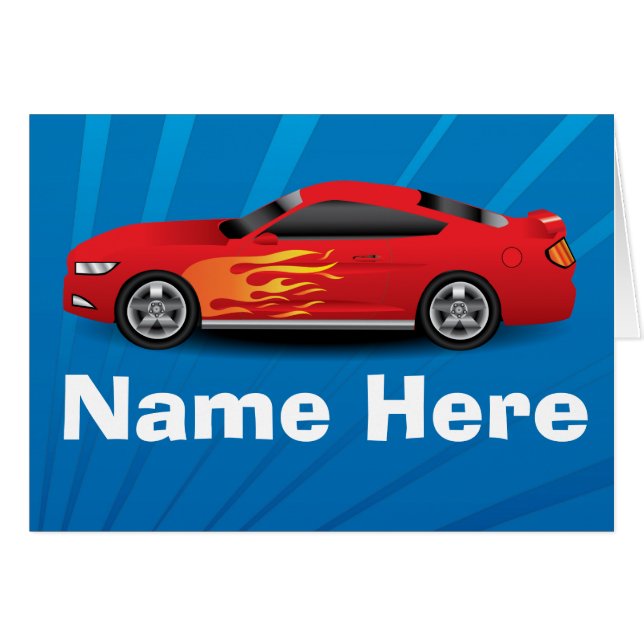 Helles Blau mit rotem Sport-Auto flammt (Vorderseite (Horizontal))
