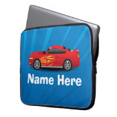 Helles Blau mit rotem Sport-Auto flammt Laptopschutzhülle (Vorderseite Links)