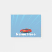 Helles Blau mit rotem Sport-Auto flammt Post-it Klebezettel (Vorderseite)