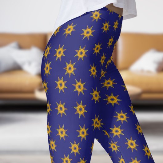 Helles Blau- und Gold-Star-Muster Leggings