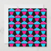 Helles Blau- und Hot-Pink-Kuchenmuster Einladung (Rückseite)