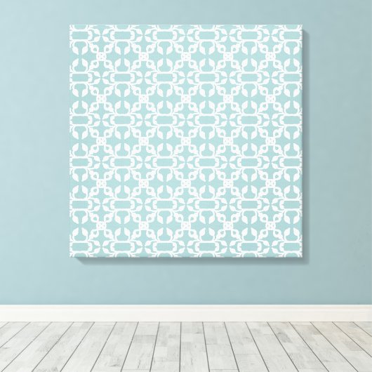 Helles Blau und Weiß Art Deco Moderne Kunst Leinwanddruck (Insitu (Holzboden))