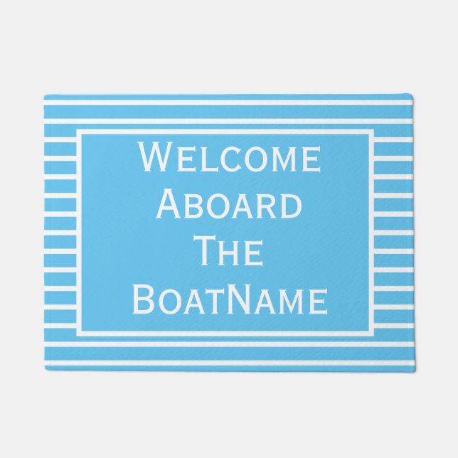 Helles Blau und Weiß Begrüßungsboote vor der Tür Fußmatte (Vorderseite)
