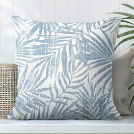 Helles Blau und weißes Palmblätterblatt Kissen
