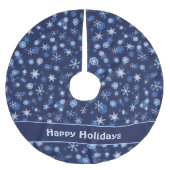 Helles Blau und Winter Weiße Schneeflocke Muster Polyester Weihnachtsbaumdecke (Vorderseite)