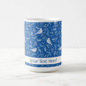 Helles Blau und Winter Weiße Vögel Blumenmuster Kaffeetasse (Mittel)