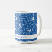 Helles Blau und Winter Weiße Vögel Blumenmuster Kaffeetasse (VorderseiteRechts)