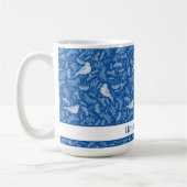 Helles Blau und Winter Weiße Vögel Blumenmuster Kaffeetasse (Links)
