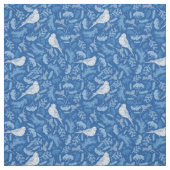 Helles Blau und Winter Weiße Vögel Blumenmuster Stoff (Muster)