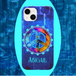 Helles blaues Cool-farbiges Blast-Peace-Zeichen Case-Mate iPhone 14 Hülle