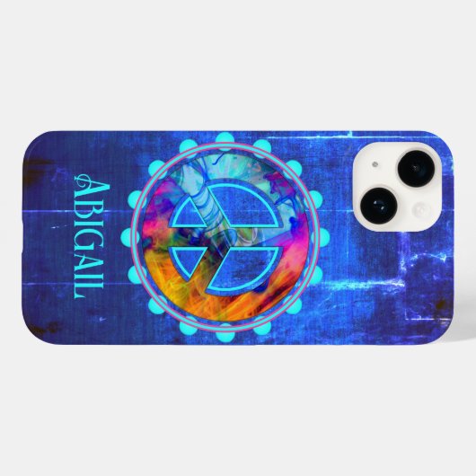 Helles blaues Cool-farbiges Blast-Peace-Zeichen Case-Mate iPhone Hülle (Rückseite (Horizontal))