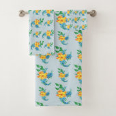 Helles, blaues gelbes Blumenmuster Badhandtuch Set (Insitu)
