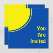 Helles blaues gelbes Mod-Party laden ein Einladung (Vorne/Hinten)