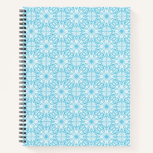 Helles, blaues, geometrisches Symmetriemuster Notizblock (Vorderseite)
