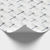 Helles blaues Libellenmuster. Geschenkpapier (Ecke)