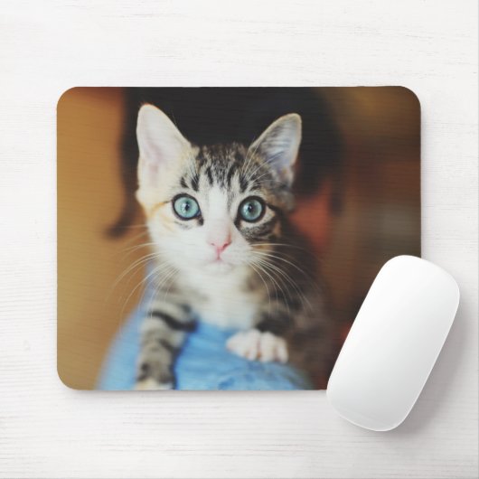 Helles blaues mit Augen Kätzchen Mousepad (Mit Mouse)