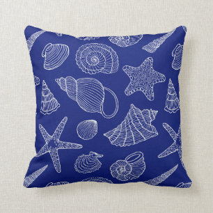 Helles blaues Muschel-Muster Kissen