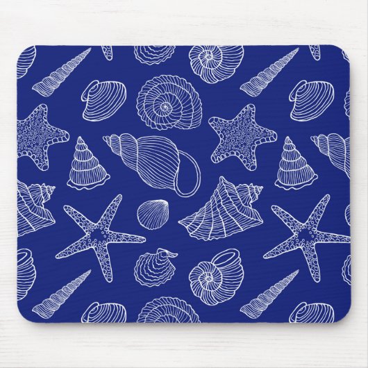 Helles blaues Muschel-Muster Mousepad (Vorne)