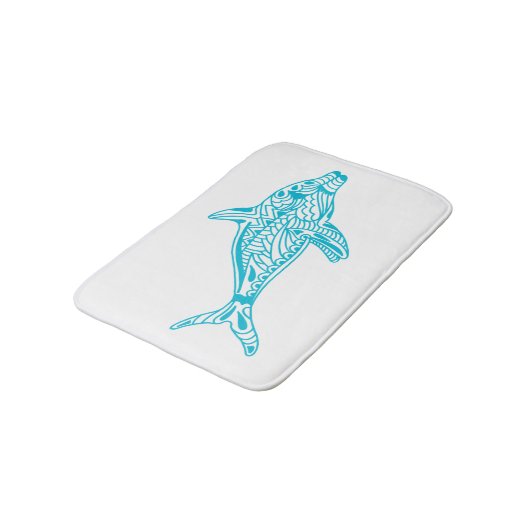Helles blaues Muster Dolphin Art Badematte (Schrägansicht)