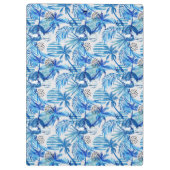 Helles blaues tropisches Aquarell-Muster Klemmbrett (Rückseite)