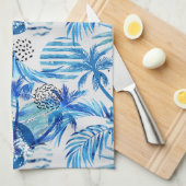 Helles blaues tropisches Aquarell-Muster Küchentuch (Viertel Falte)