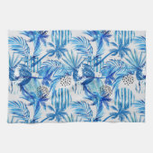 Helles blaues tropisches Aquarell-Muster Küchentuch (Horizontal)